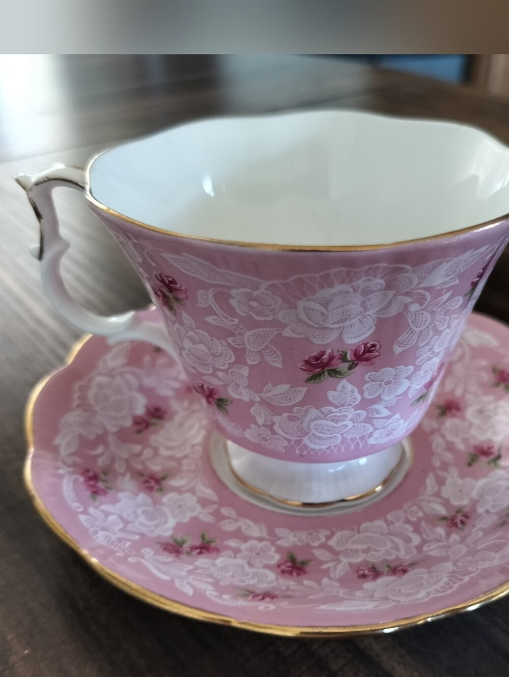Vintage Royal Albert "True Love" Teacup & Saucer Pink Floral Bone China -England